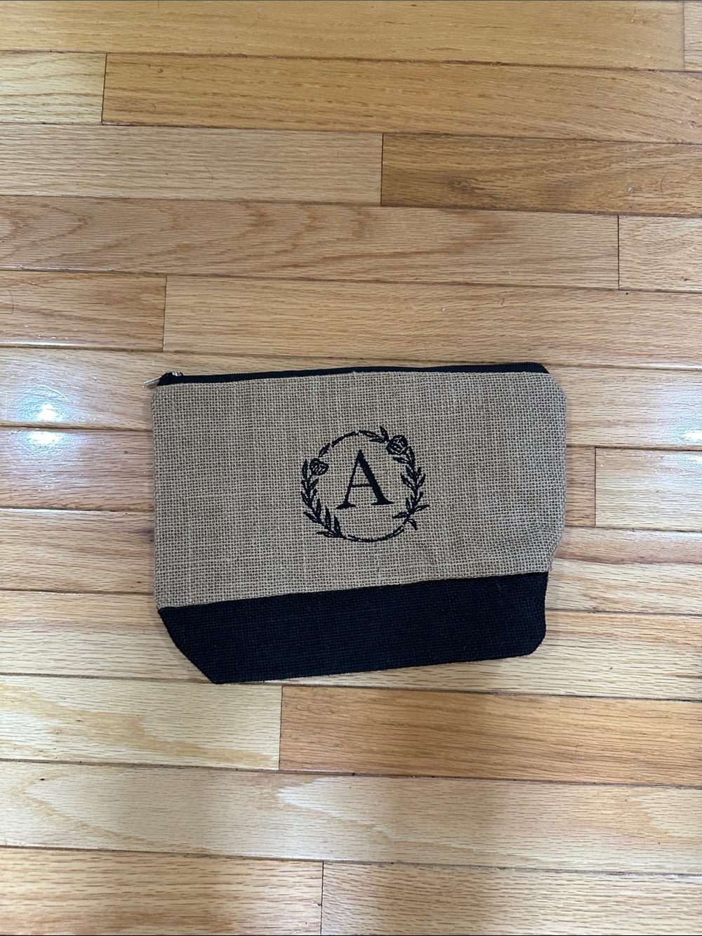 🎆3 for $10 Monogram 'A' Burlap and Black Accent women’s  Pouch
